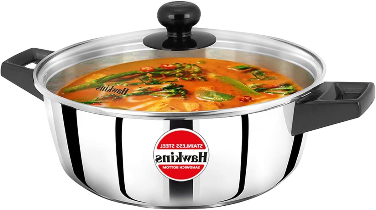Kook en Serveerpan - Braadslede Casserole - Maaltijden Bereiden - Sandwich Bodem Bodem - 3 Liter - Zilver
