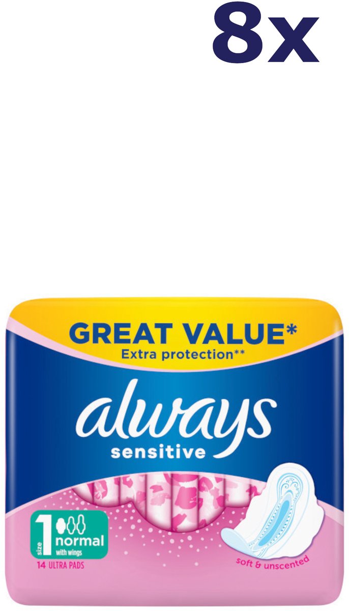 8x Always Sensitive Maandverband 14 stuks