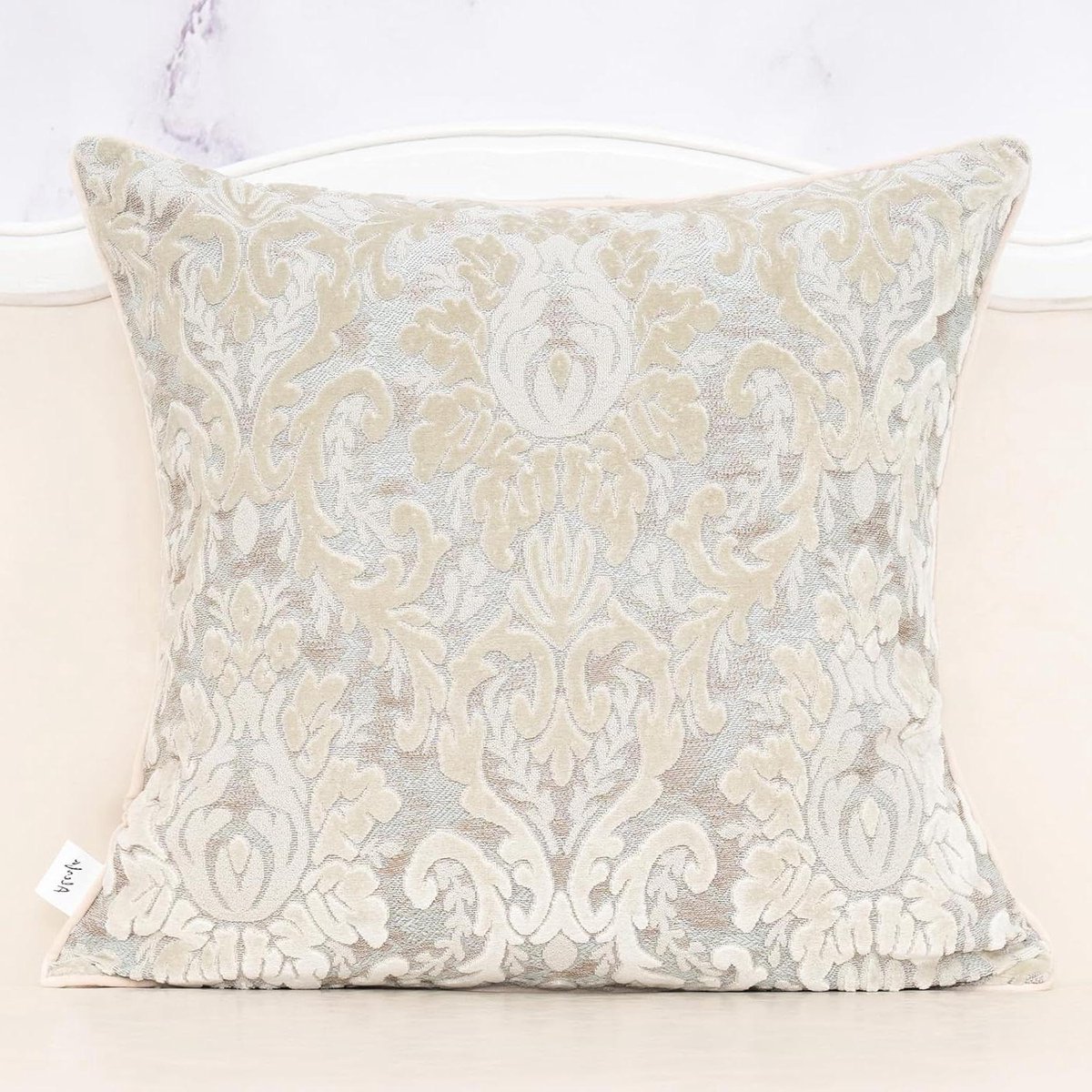 Boho bloemen kussenhoes - Decoratieve sloop - Bank decoreren - Geborduurd fluweel - 45x45 cm - Wit