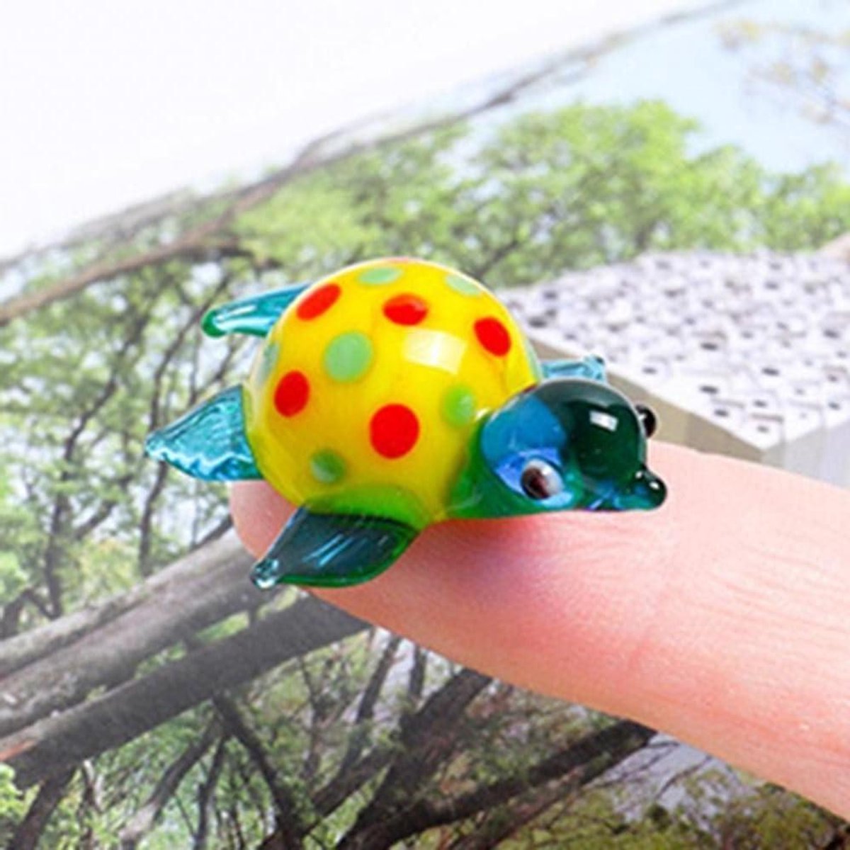 Glazen Schildpad Beeldjes - Miniatuur Schildpadjes - Decoratie Aquarium - Handgeblazen Glas - 2-3 Inch - Lichtblauw