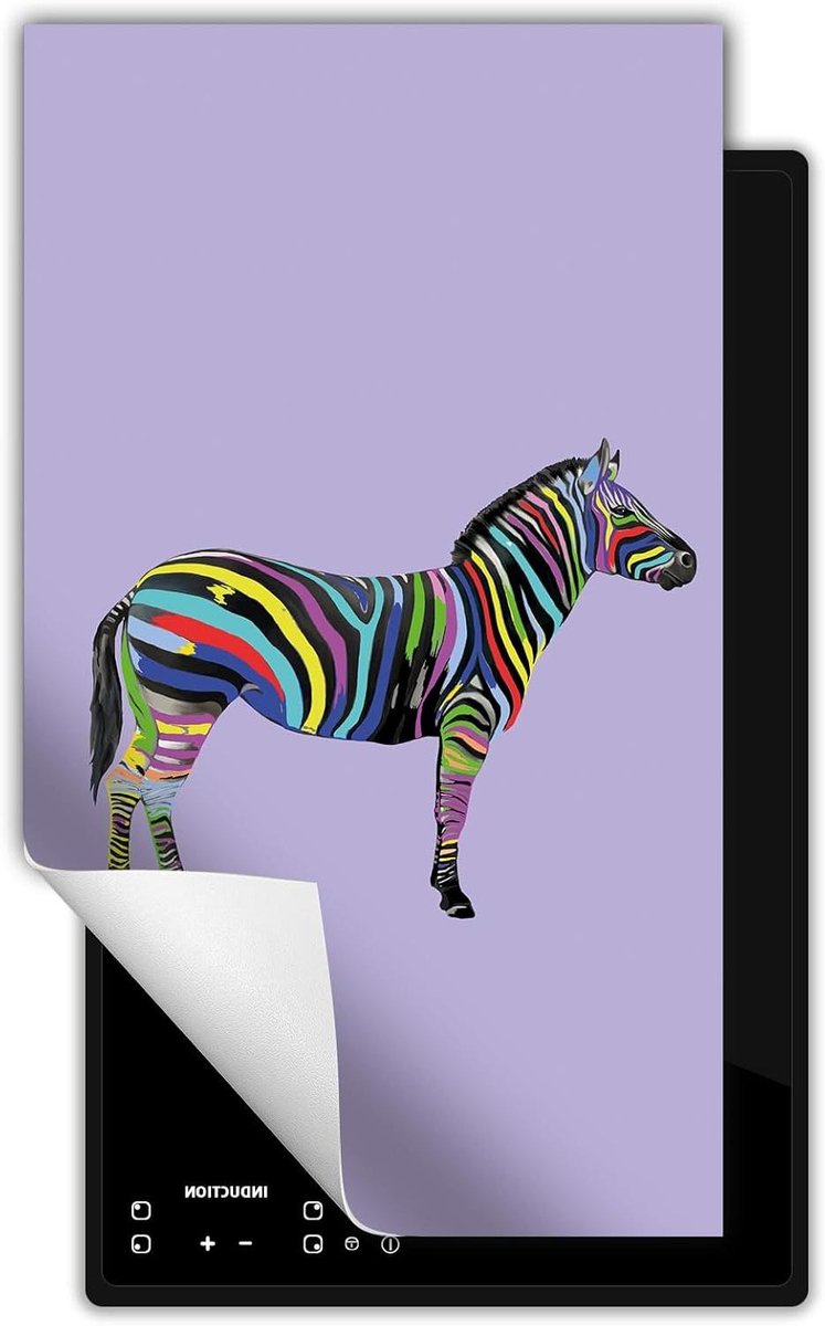 Inductie Beschermer - Kookplaat Mat - Keuken Decoratie - Anti Slip Oppervlak - 30x52 cm - Zebra Paars