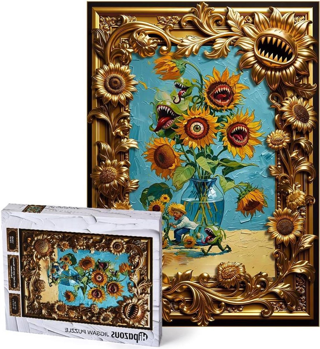 Puzzel 1000 Stukjes - Legpuzzel Volwassenen - Familie Avond - Uniek Gouden Randontwerp - 70 x 50 cm - Multicolor