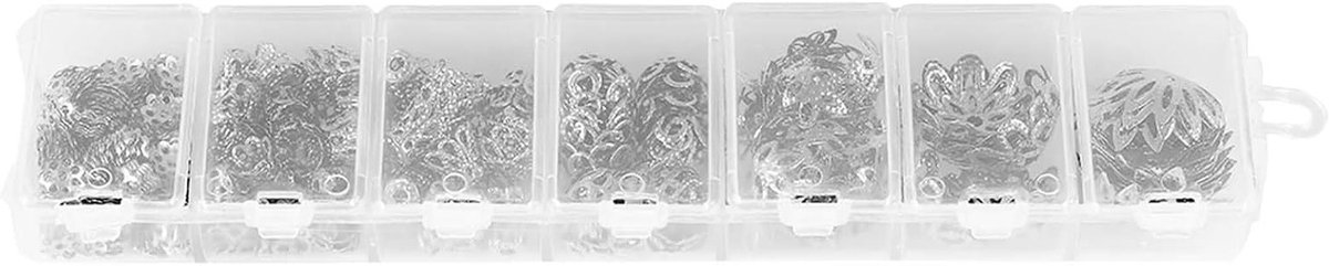 7 Verschillende Maten Bloemvormige Spacer Beads voor Sieradenmaken - Metaalaccessoires in Goud en Zilver, 300 Stuks