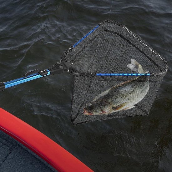 Schepnet Telescoop - Visschepnet Klapnet - Vissen en Vijvers Reinigen - Driehoekige Vouwkop - 90 cm - Blauw — afbeelding 2