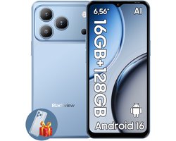 Blackview WAVE 7C Smartphone - 4G AI - DUAL SIM - 16GB RAM - 128GB ROM - Android 16 Telefoon - 6,56 inch - 5000mAh - GPS - Blauw