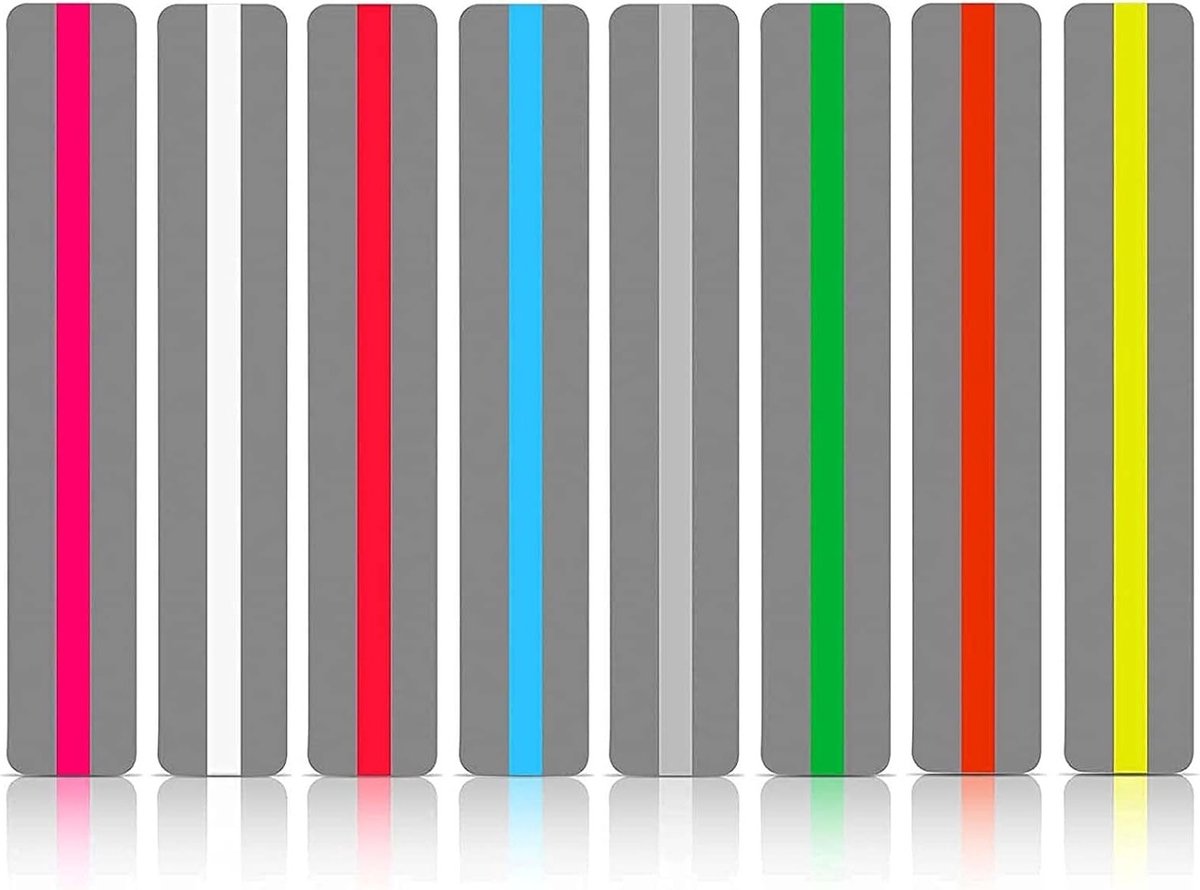 Set van 8 Dyslexie Overlay Linialen - Visuele Hulp voor Lezen, Volgen en Markeren van Tekst met Kleurrijke Strips voor Kinderen en Onderwijsassistenten