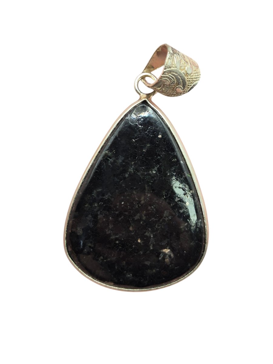 Nuummiet edelsteen hanger ingezet in 925 Sterling zilver