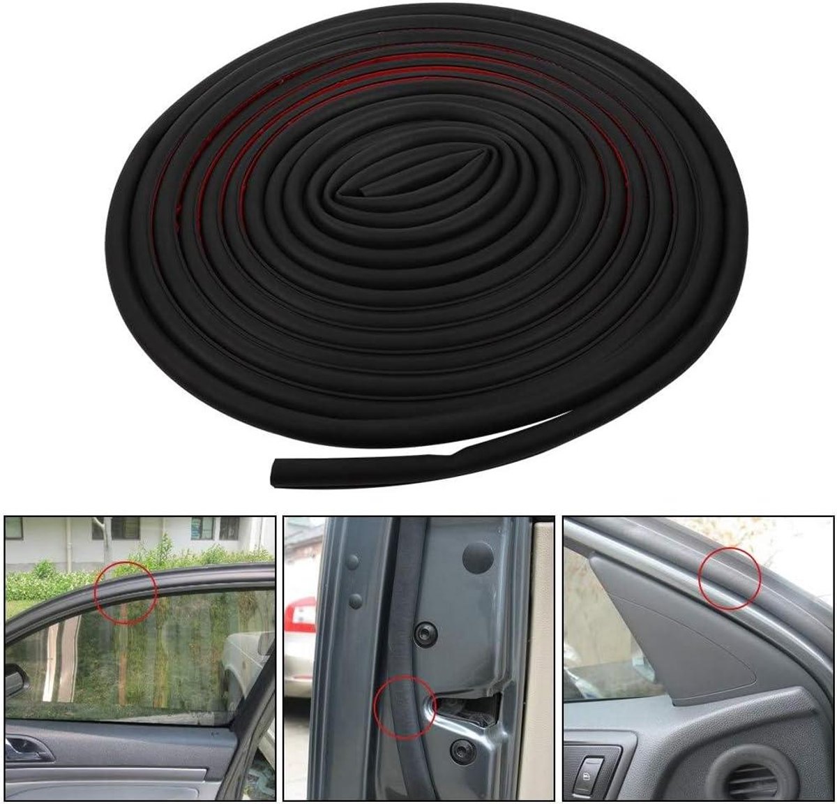 Auto Deur Afdichting - Rubber Strip - Bescherming Auto - D-vorm Hol Profiel - 8 Meter - Zwart