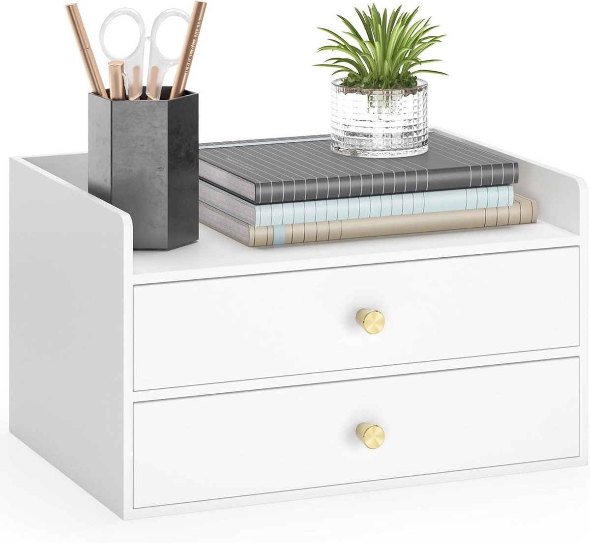 Bureau Organizer - Opbergbak Laden - Werkplek Opruimen - Gemaakt van Bamboe - 31x22x18 cm - Wit