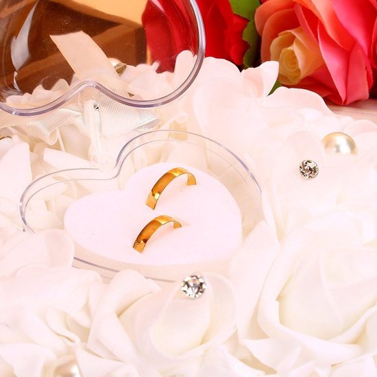 Elegante Ringkussen voor Bruiloft, Perfect als Gastcadeau, Inclusief Ringdoos en Decoratie — afbeelding 5