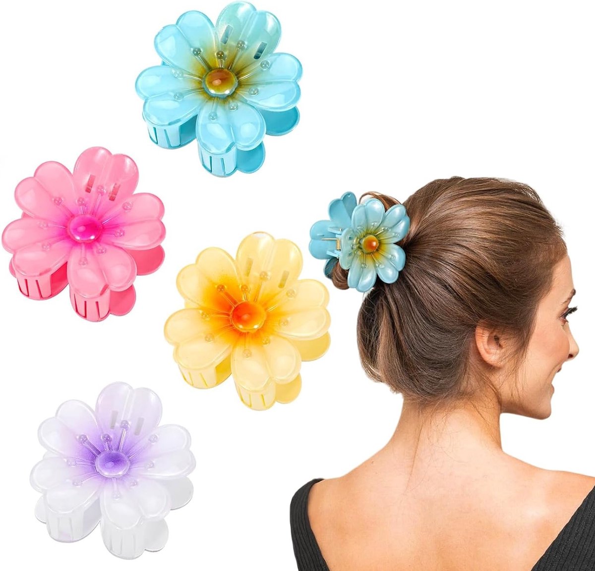 Bloemen Haarclips voor Vrouwen - 4 Stuks, Schattige Hawaiian Bloem Haaraccessoires, Zomer Haaraccessoires voor Vrouwen en Meisjes