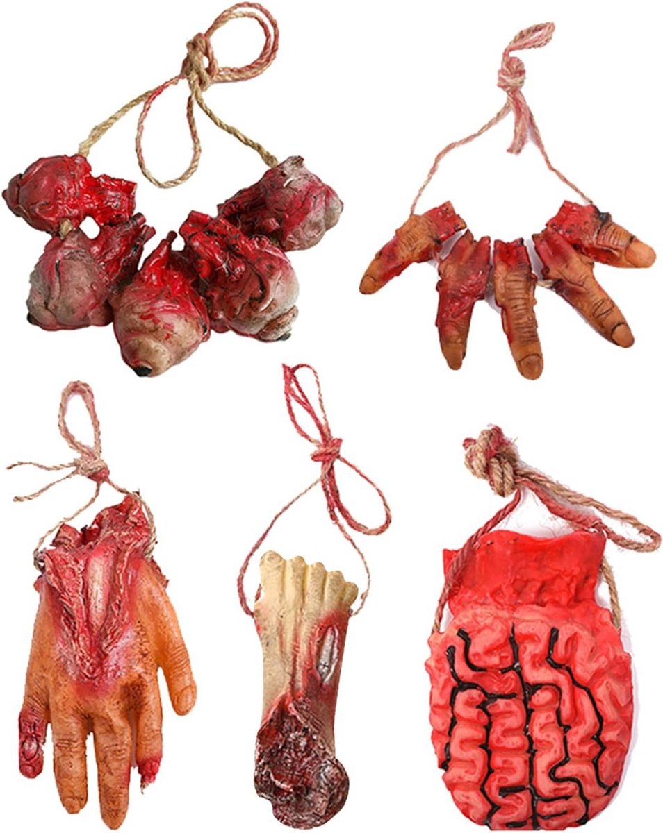 Set van 5 Halloween Bloed Props - Nep Creepy Decoraties voor Spookhuis en Zombie Feestjes, Perfect voor Halloween Versiering