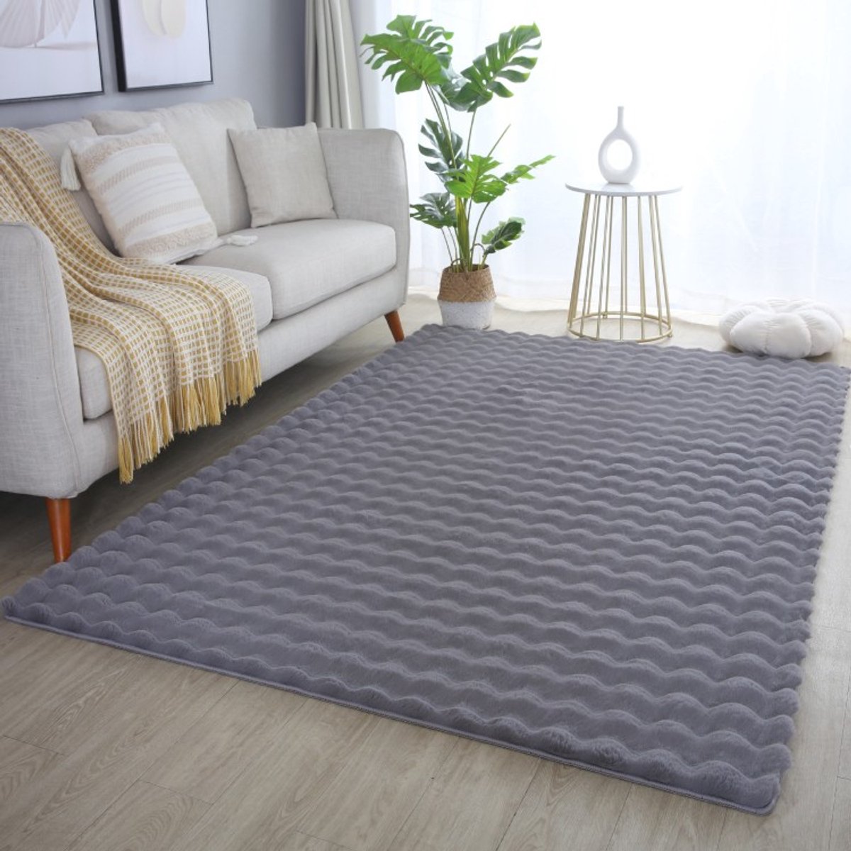 Binnenkleed, grijs, katoen, voor de woonkamer, bohemian stijl, natuurlijke uitstraling, wasbaar. 80x250 cm