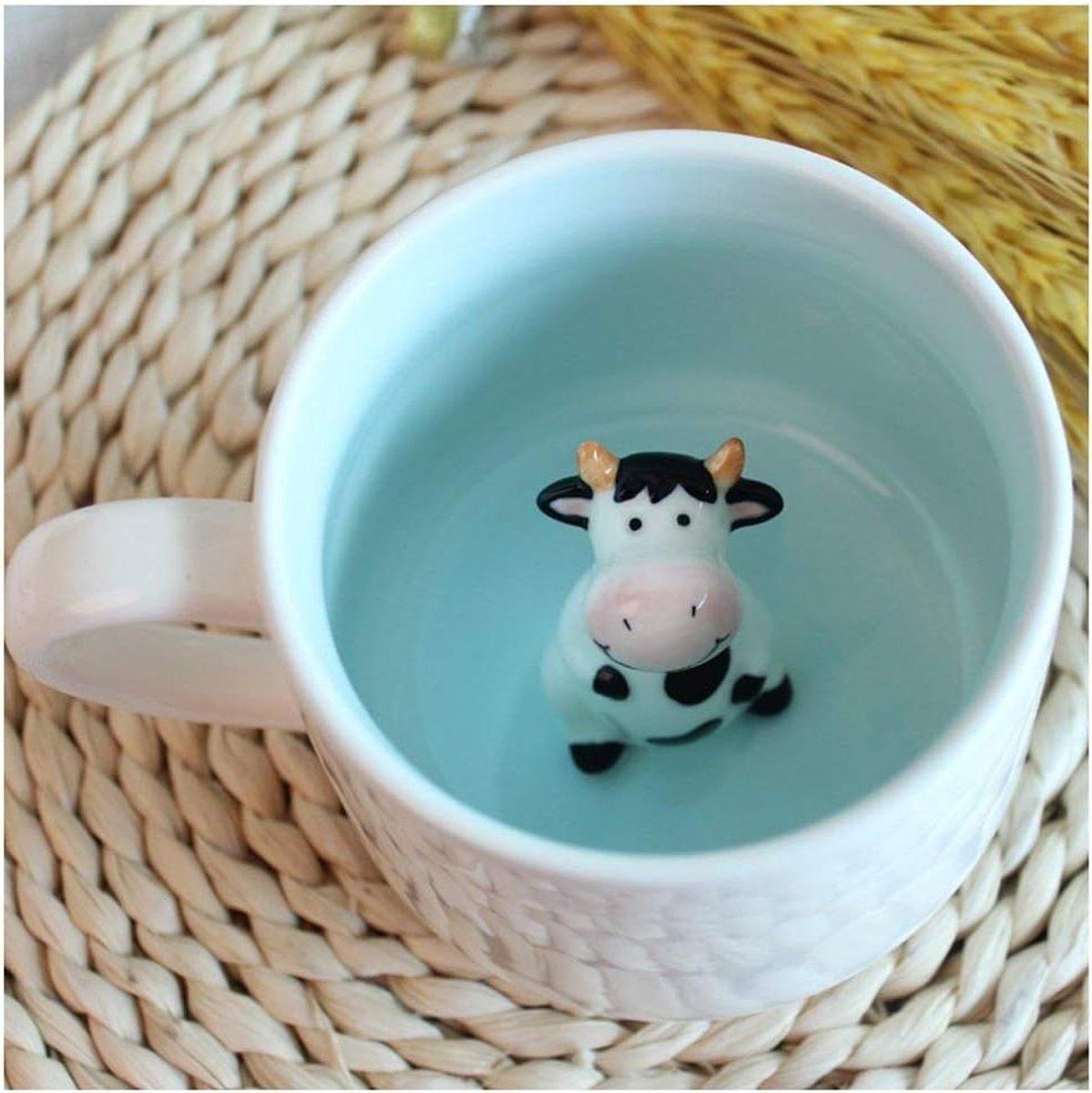 Koe Mok - 3D Mok Dier - Ochtend Koffie - Verborgen Beeldje - 350 ml - Wit
