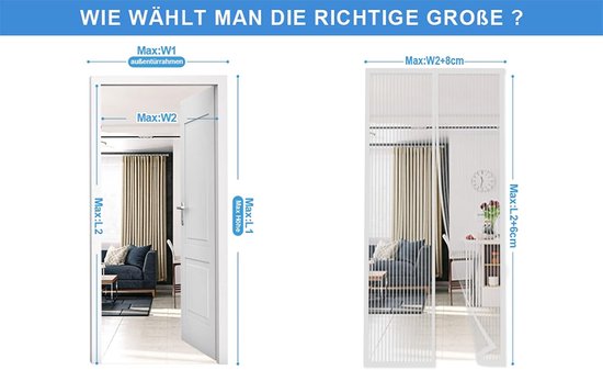 Muggenwerend gordijn - terrasgordijn - magnetisch deurgordijn - dubbel openend deurgordijn - horgordijn - blokkeert effectief muggen en insecten - boren niet nodig - wit - 100x210 cm — afbeelding 4