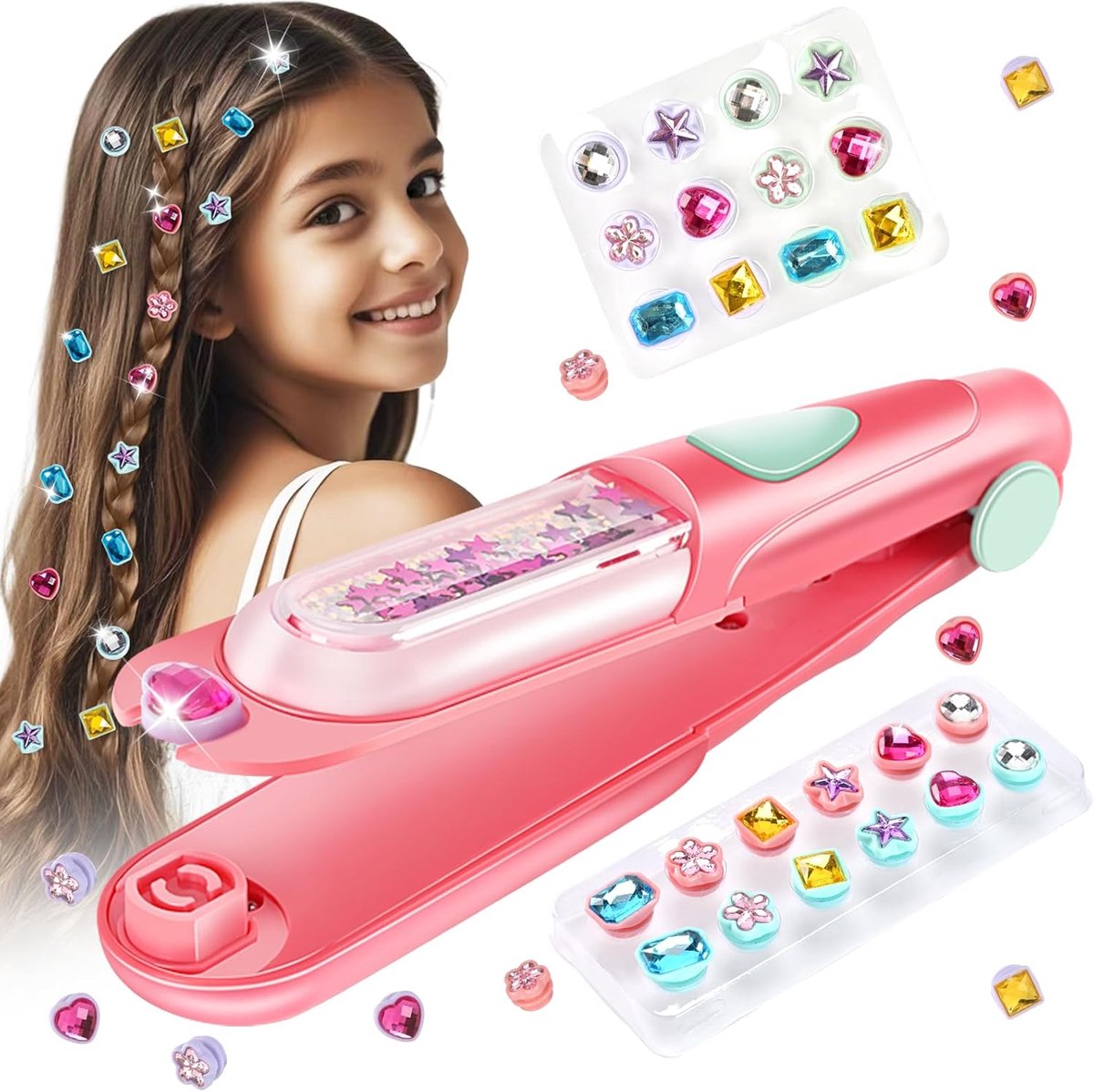 Kinderen Huishoudelijke Accessoires Speelgoed - Doe-het-zelf Glinsterende Sieraden Speelgoed - Haar Edelstenen Zegels Set - Met Herbruikbare Glinsterende Accessoires - Geschikt Voor Meisjes Van 5-12 Jaar