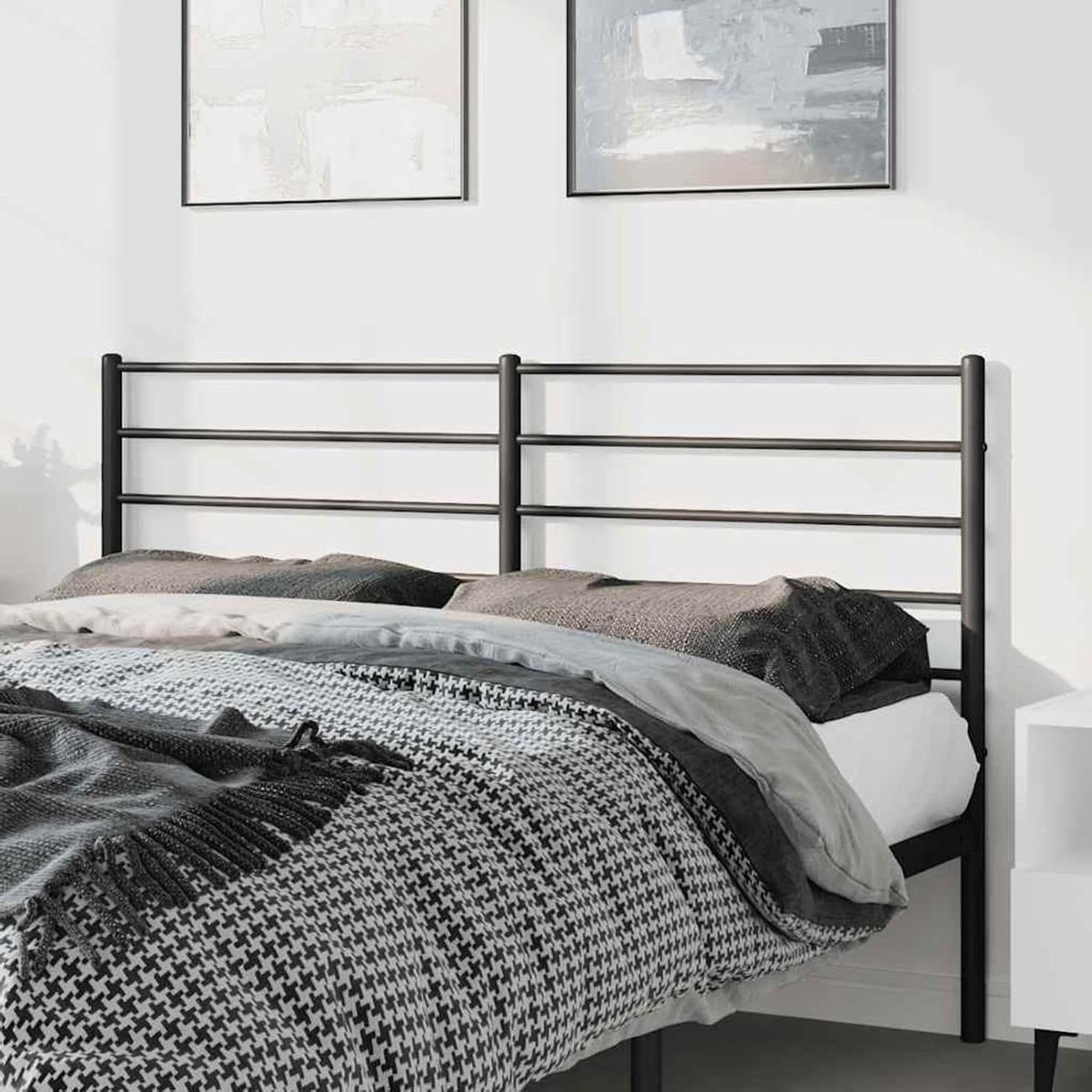 Hoofdbord Metaal - Bedhoofdeinde Hoofdeinde - Bed Compleet Maken - Robuuste Metalen Constructie - 135 cm - Zwart