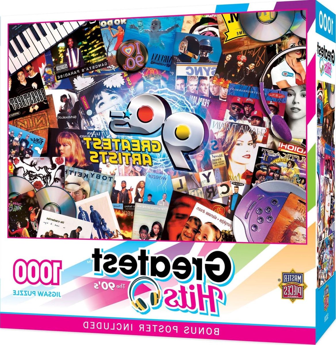 90s Muziek Puzzel - Legpuzzel 1000 stukjes - Ontspannend Tijdverdrijf - Vintage Album Covers - 1000 stukjes - Multicolor