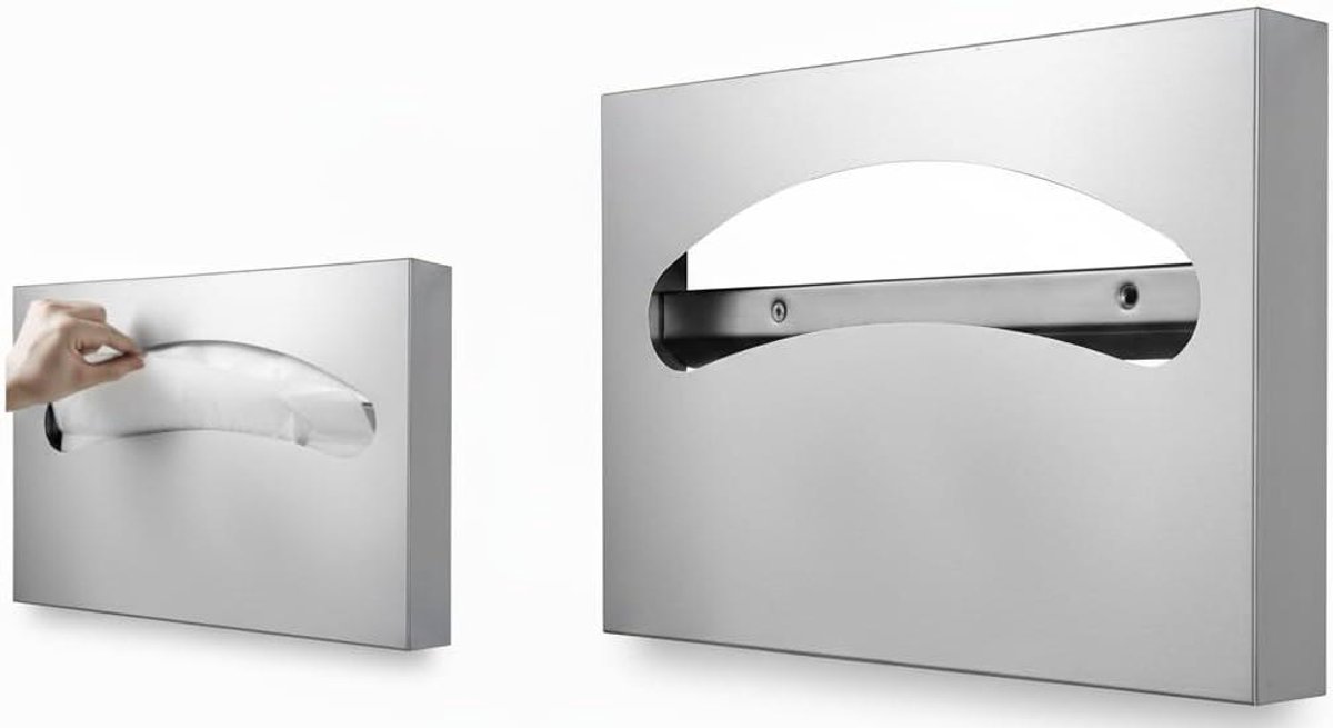 Toiletbril Cover Dispenser - Zittinghoes Houder - Hygiënisch Toiletbezoek - Roestvrij Staal 304 - 250 Hoezen Capaciteit - Wit