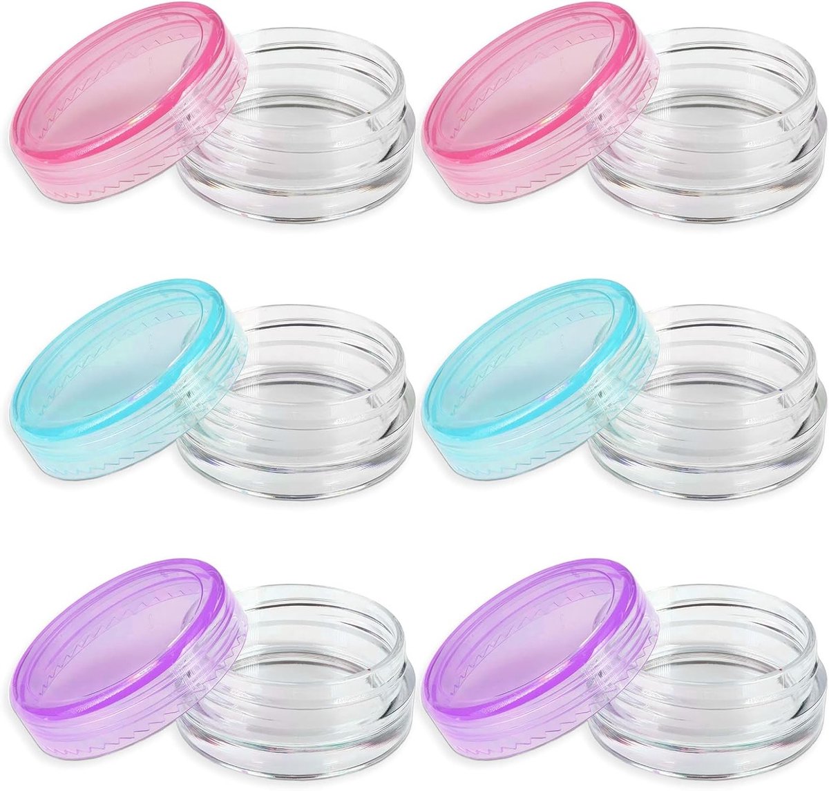 Set van 6 Transparante Cosmetische Potjes van 5ml voor Reizen, Ideaal voor Crèmes, Make-up en Sieraden