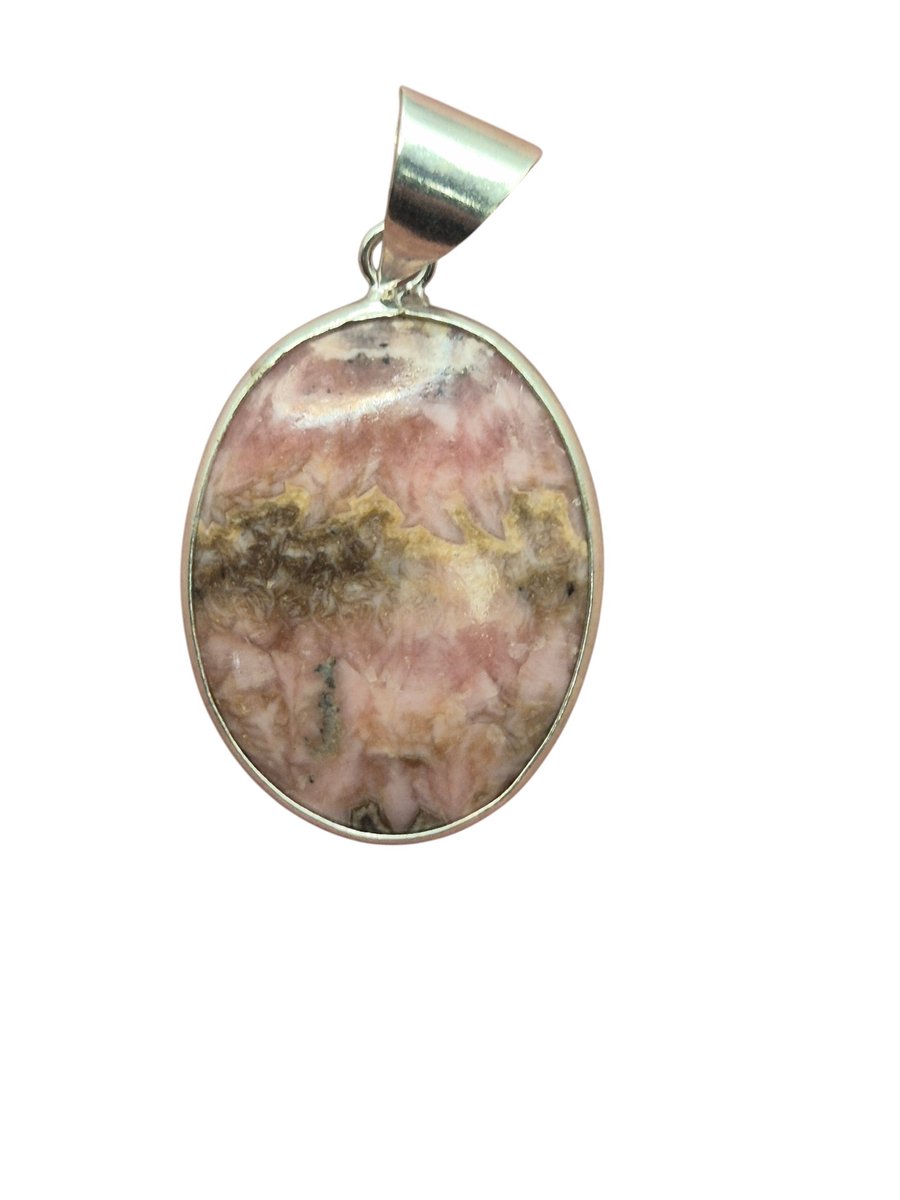 Roze Opaal edelsteen hanger ingezet in 925 Sterling zilver