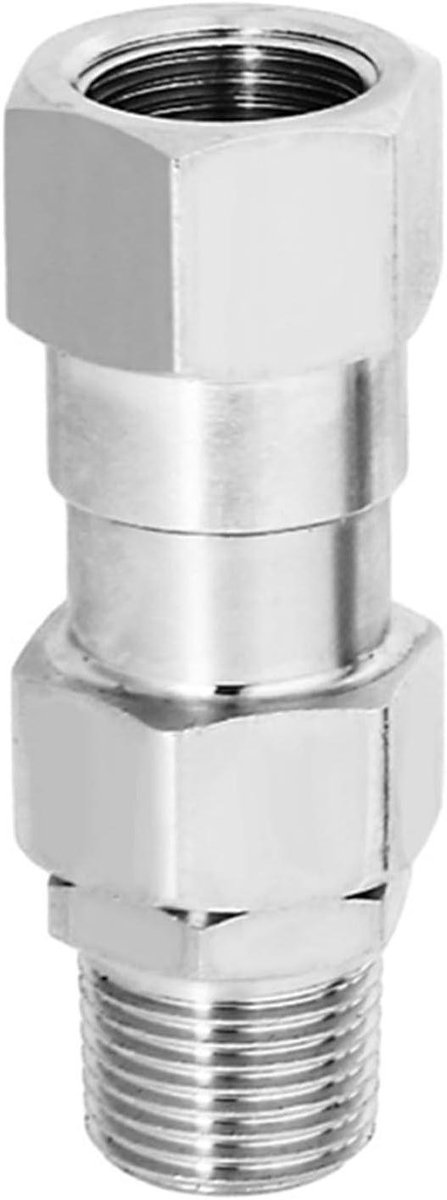 Draaibare Hogedrukreiniger - Roterende Connector - Slang Ontlasten - Roestvrij Staal - 3/8 Inch - Zilver