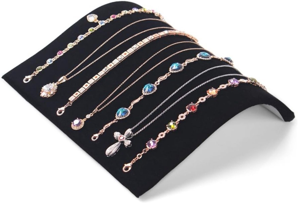 Elegante Sieradenhouder van Fluweel voor Kettingen, Armbanden en Hangers - 19 x 19.8 cm, Zwart, Organiser voor Sieraden en Accessoires