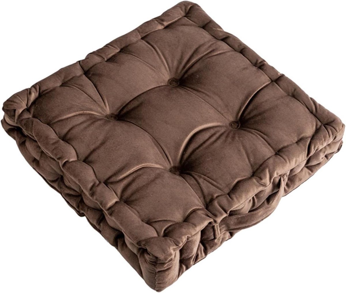 Vloerkussen Vierkant - Zitkussen Decoratief - Ontspannen Zitten - Zacht Nederlands Fluweel - 38x38x8 cm - Bruin