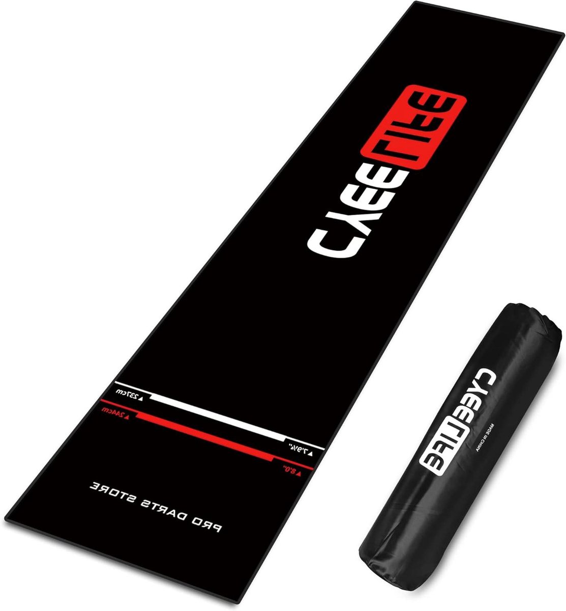 Dartmat met Startlijn - Darts Vloerkleed - Beschermt Vloer - Antislip Onderkant - 295 cm Lengte - Zwart