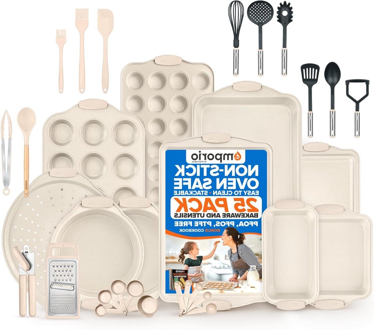 Bakvorm Set - Bakplaten Set - Koekjes Bakken - 25 Delig - Diverse Maten - Wit