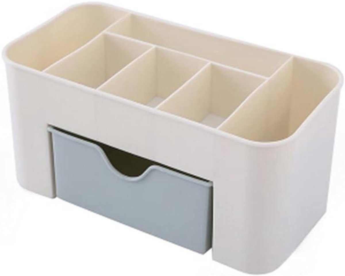 Cosmetische opbergdoos - Make-up organizer - Bureau organiseren - Met afneembare lade - 22cmx10cmx103cm - Blauw