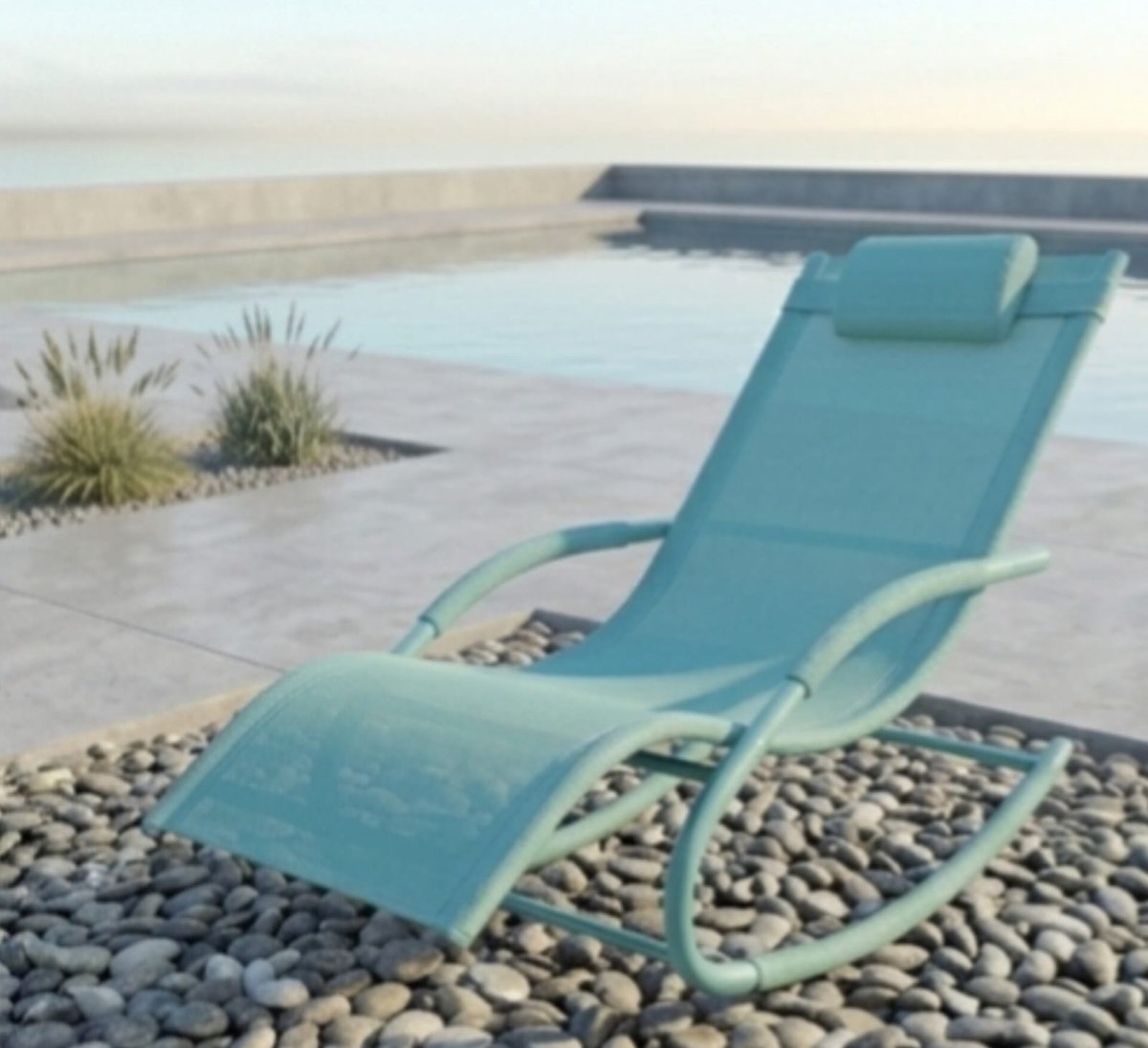 Zonneligstoel 2 Personen 150x63x87 cm – Luxe Schommel Ligbed met Hoofdkussen, Weerbestendige Tuinligstoel voor Balkon, Terras & Camping – Lichtturquoise – Urbanhome