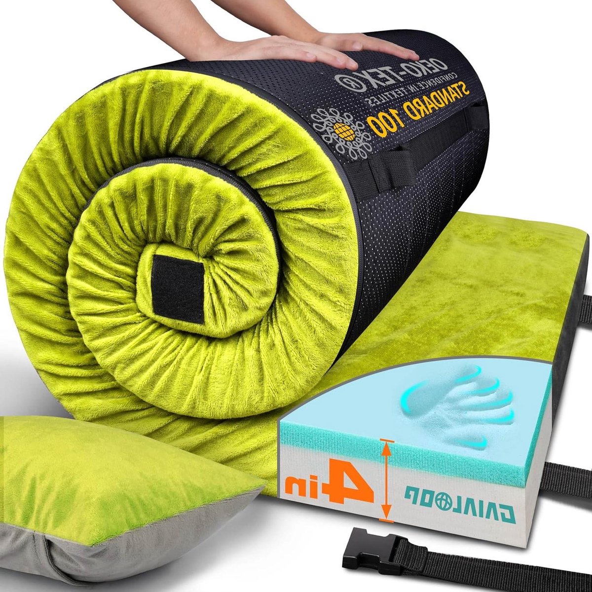 Traagschuim Campingmatras - Logeerbed Vloermat - Kamperen en Logeren - 10 cm Extra Dik Schuim