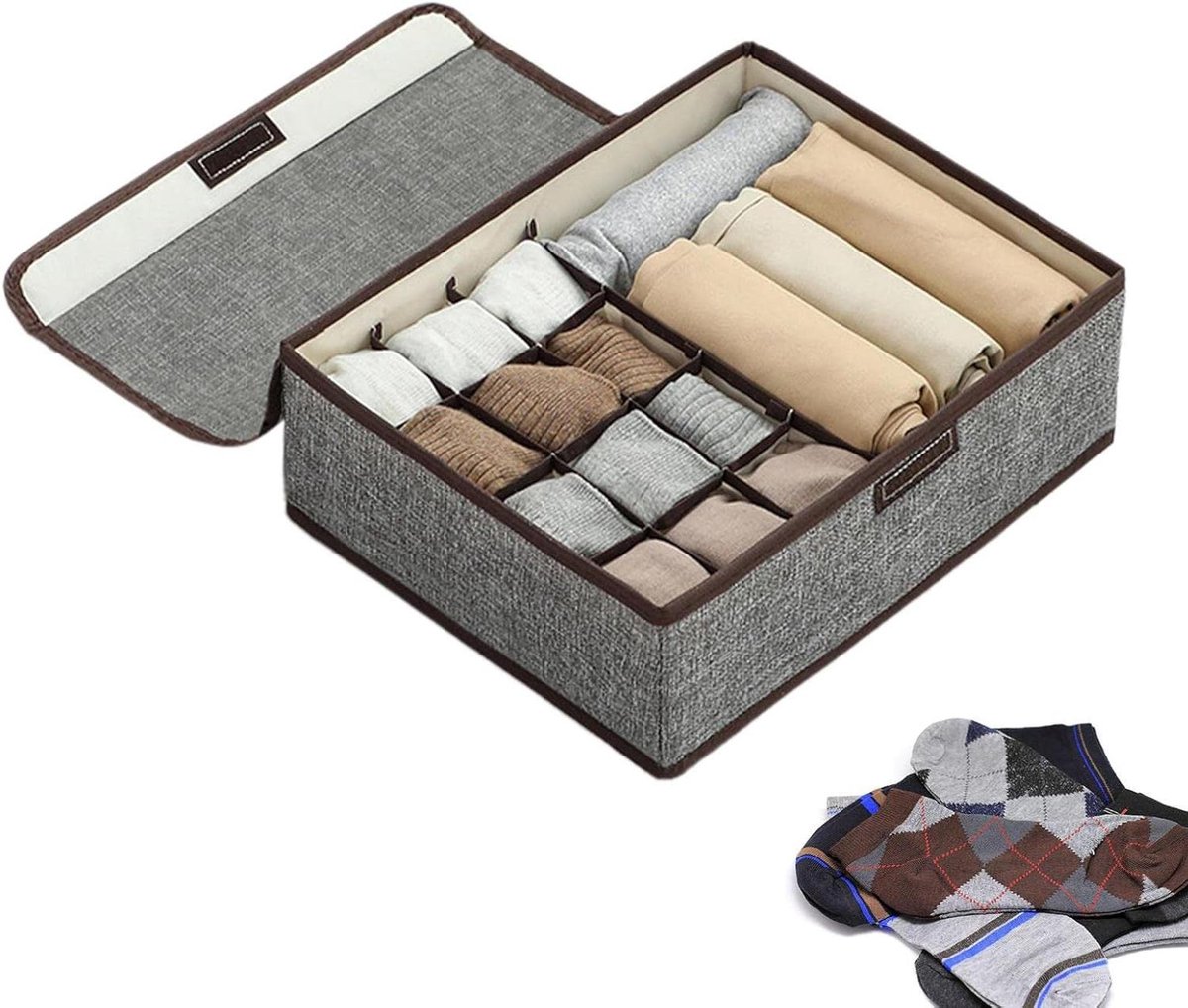 Sok Opberger - Lade Organizer - Kleding Opbergen - Opvouwbaar Ontwerp - 32x26x12 cm - Grijs
