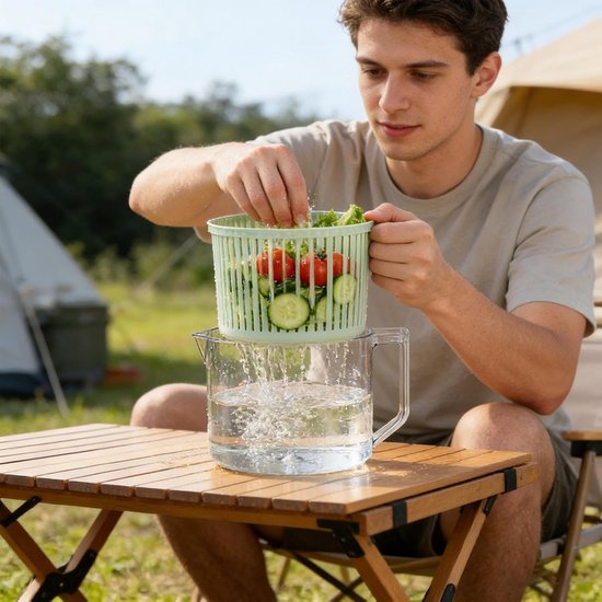 Fruit Centrifuge Kom - Keukenmand Afgieten - Groente Fruit Wassen - Efficiënt Multifunctioneel - 25x20x20 cm - Wit — afbeelding 3