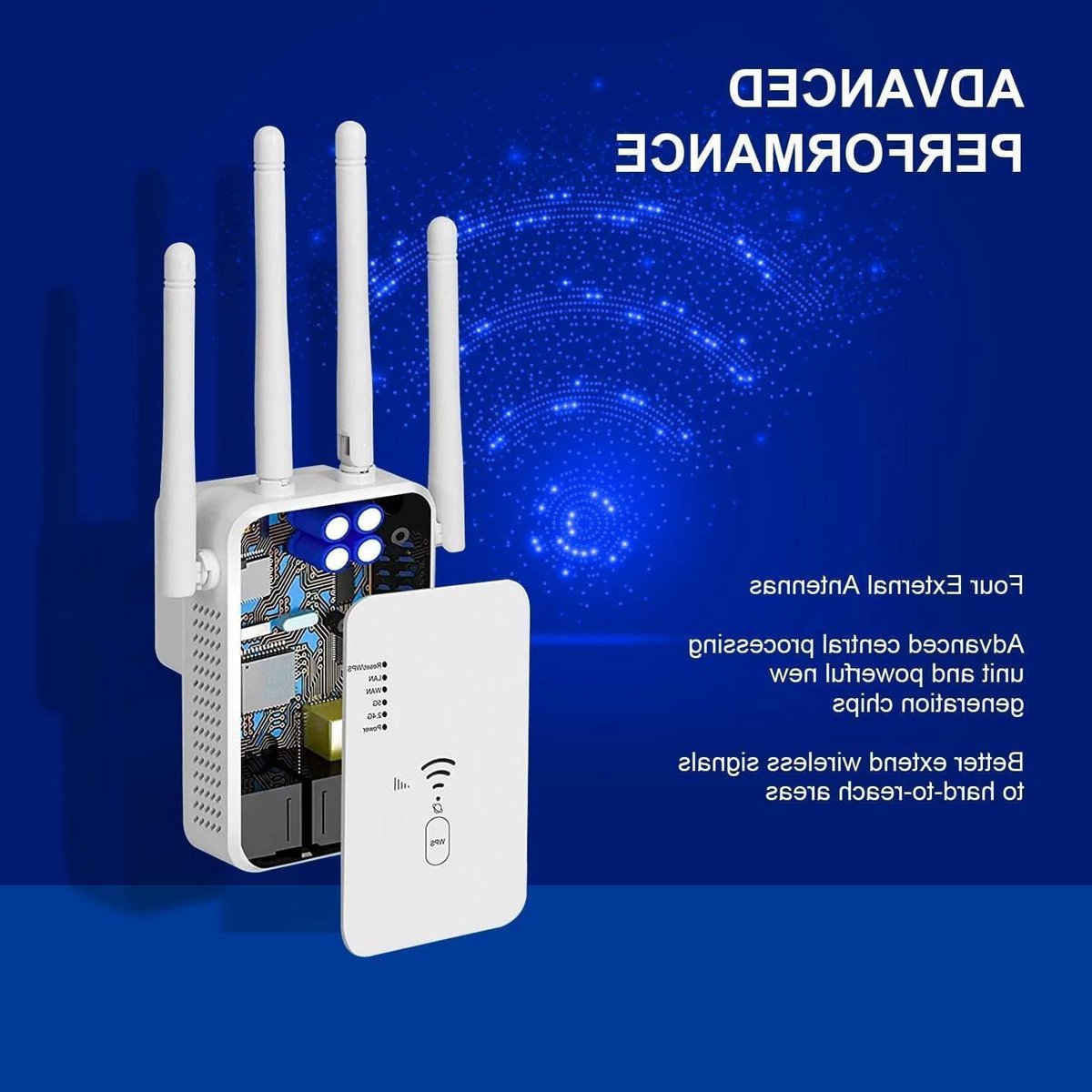 Wifi Versterker - Signaal Booster - Netwerk Uitbreiden - Dual-band 1200 Mbps - 4 Antennes - Wit