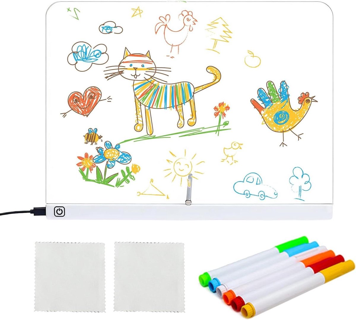 Oplichtend Tekentablet - Glow Pad - Creatief Tekenen - Aanraakgestuurde Verlichting - 35x26 cm - Wit