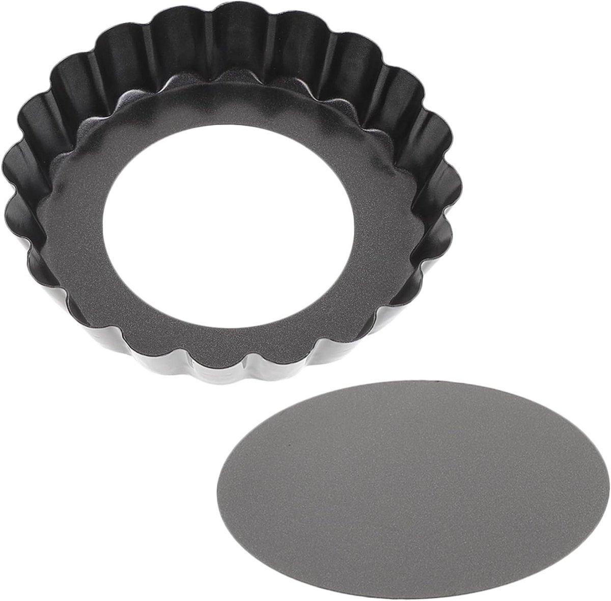 Taartvorm Mini - Quiche Bakvorm - Taarten Bakken - Verwijderbare Bodem - 10x10x2 CM - Zwart
