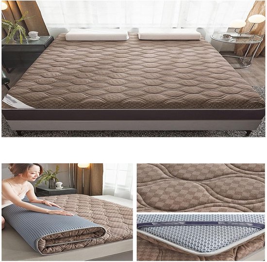 Vloermatras Futon - Oprolbare Mat - Comfortabel Slapen - Huidvriendelijke Stof - 90 x 200 cm - Grijs — afbeelding 5