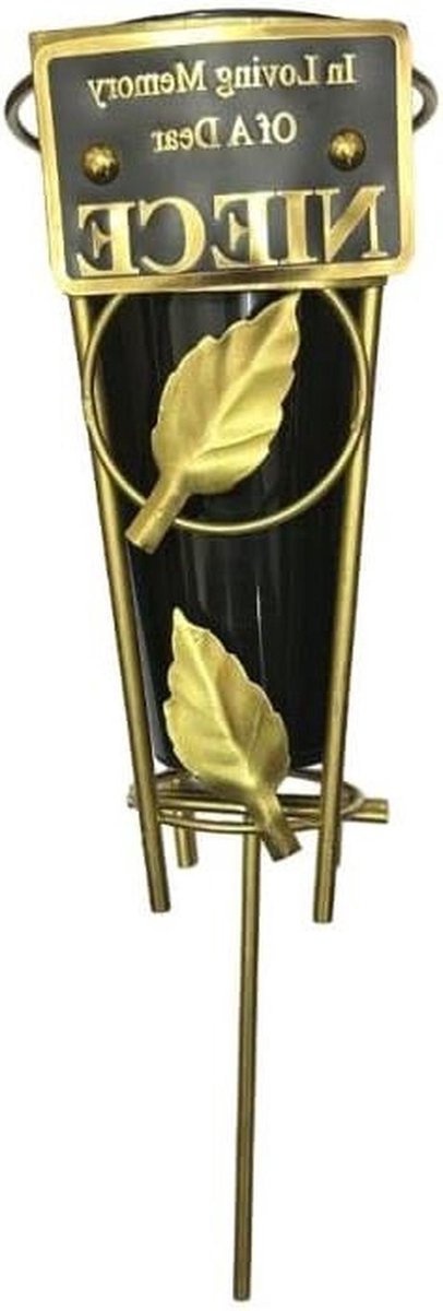Grafvaas - Herdenkingsvaas - Bloemen Presenteren - Stevig Grondanker - 36 cm Hoog - Zwart