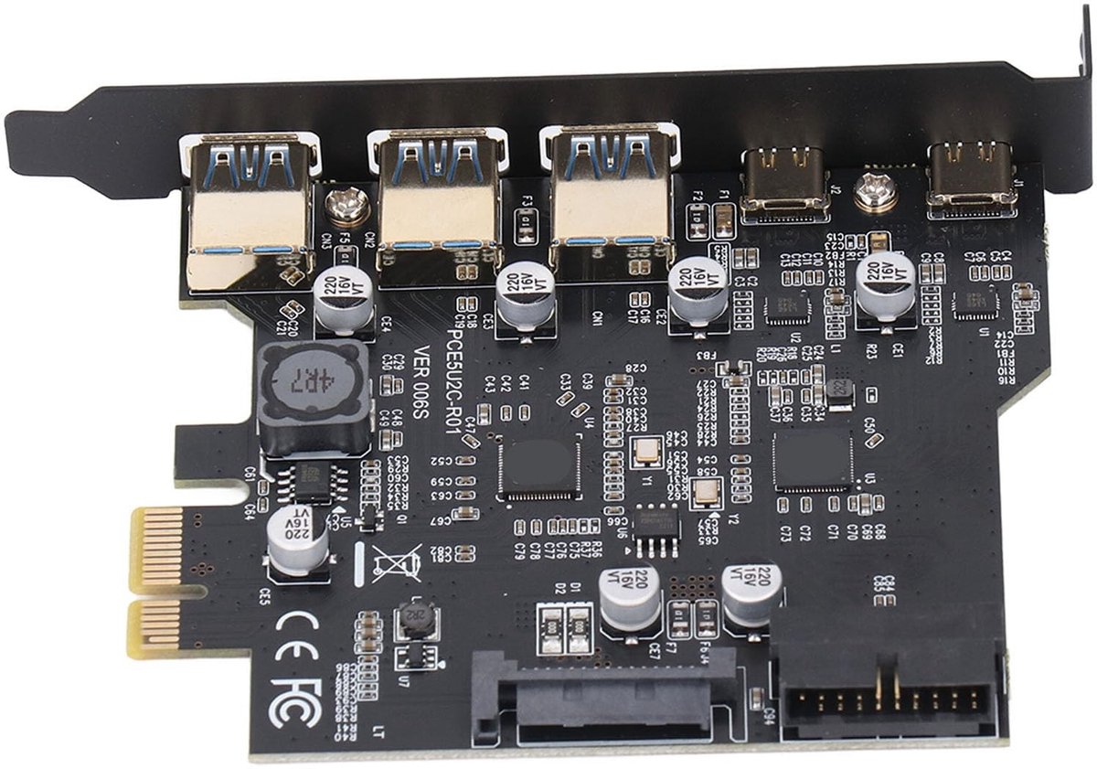 Dailygoods - PCIe USB 3.2 Uitbreidingskaart met 5 Poorten voor Desktop PC