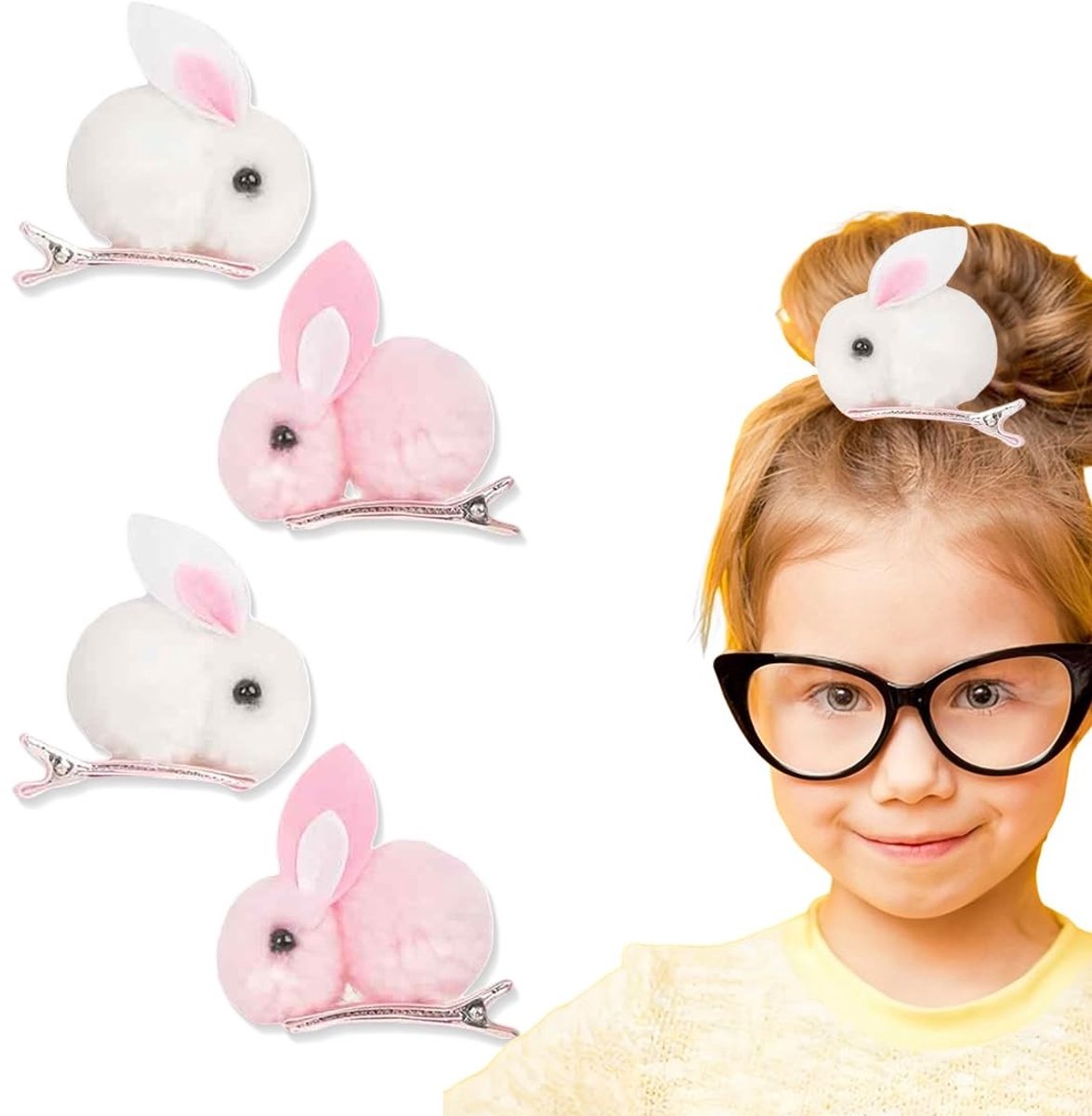 Dailygoods - Set van 4 Pluche Haarspelden voor Meisjes