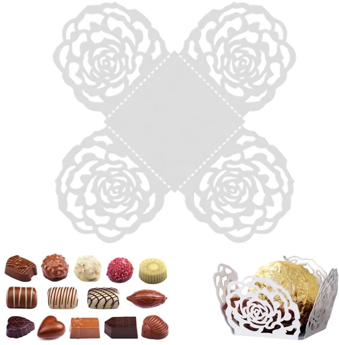 Dailygoods - 50 Stuks Truffelpapiertjes voor Cupcakes en Snoepgoed