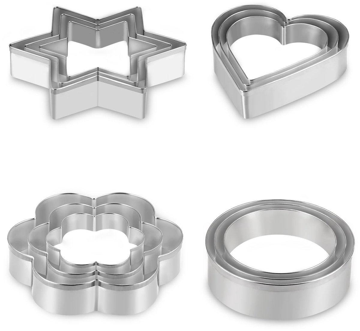 Dailygoods - 12 Stuks Roestvrij Stalen Koekjesvormpjes in Diverse Vormen