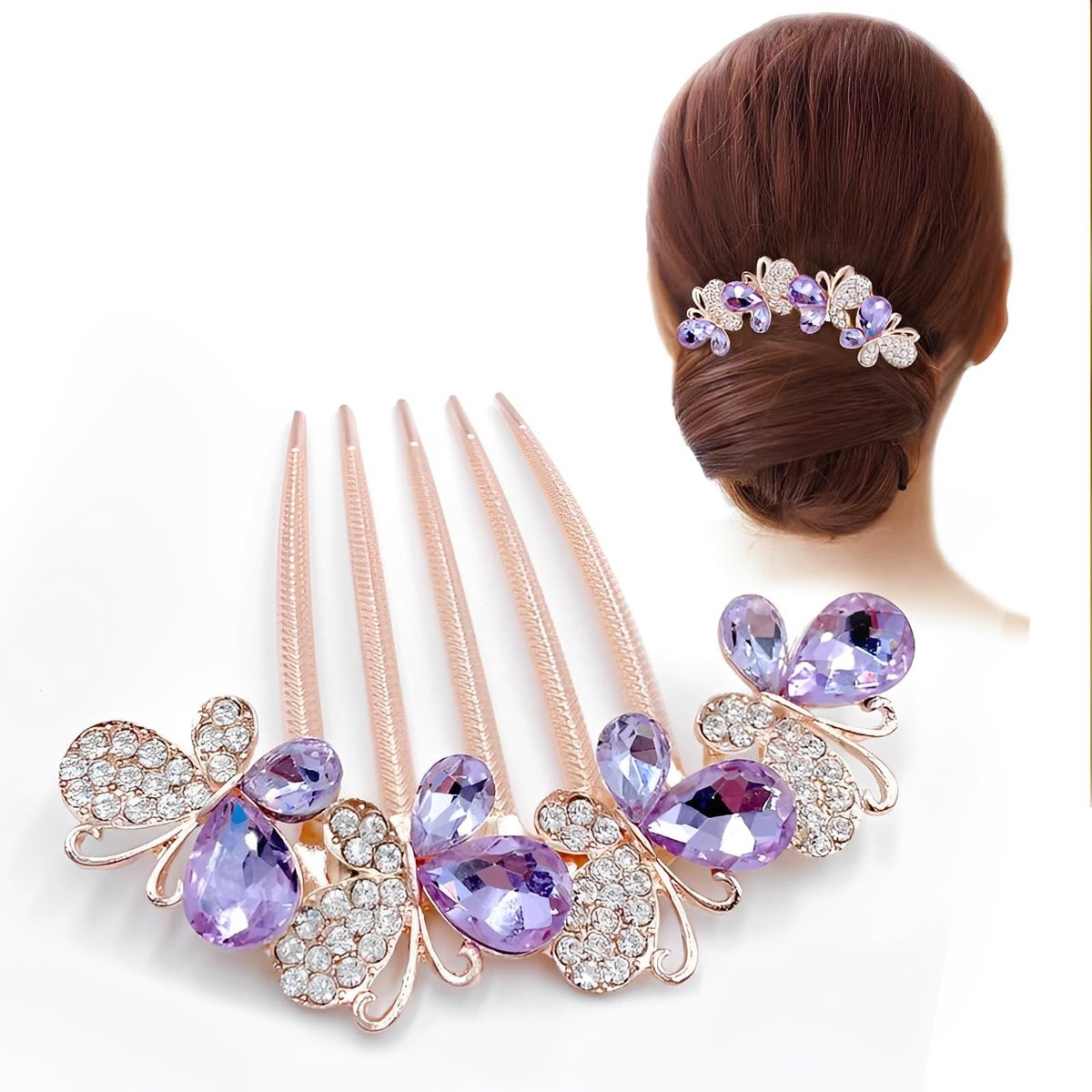 Dailygoods - Haarkam met Strass en Vlinder voor Bruidshaaraccessoires