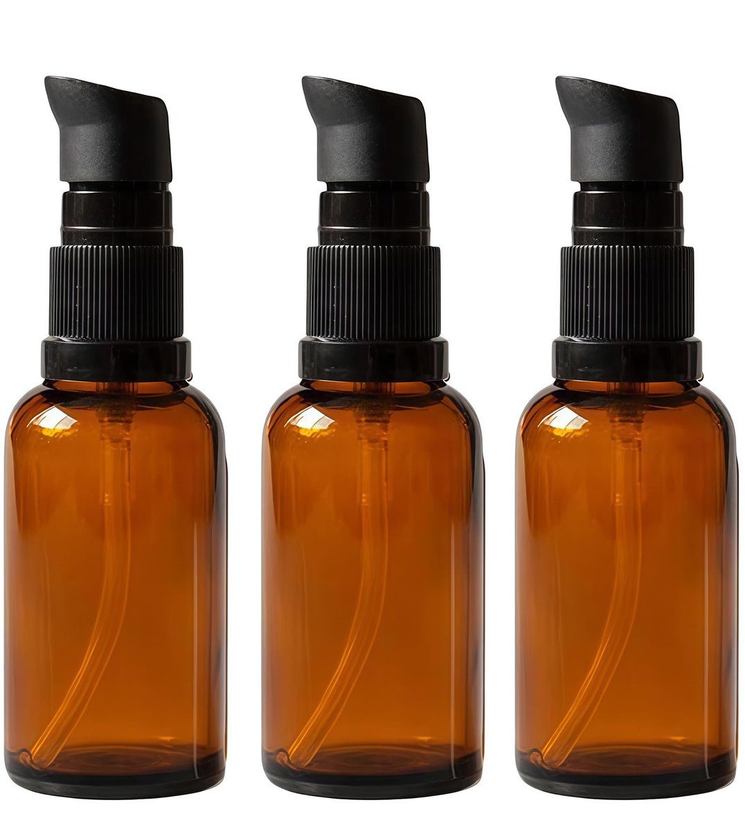 Dailygoods - 3 Stuks Amber Glazen Lotion Pomp Flessen 100 ml