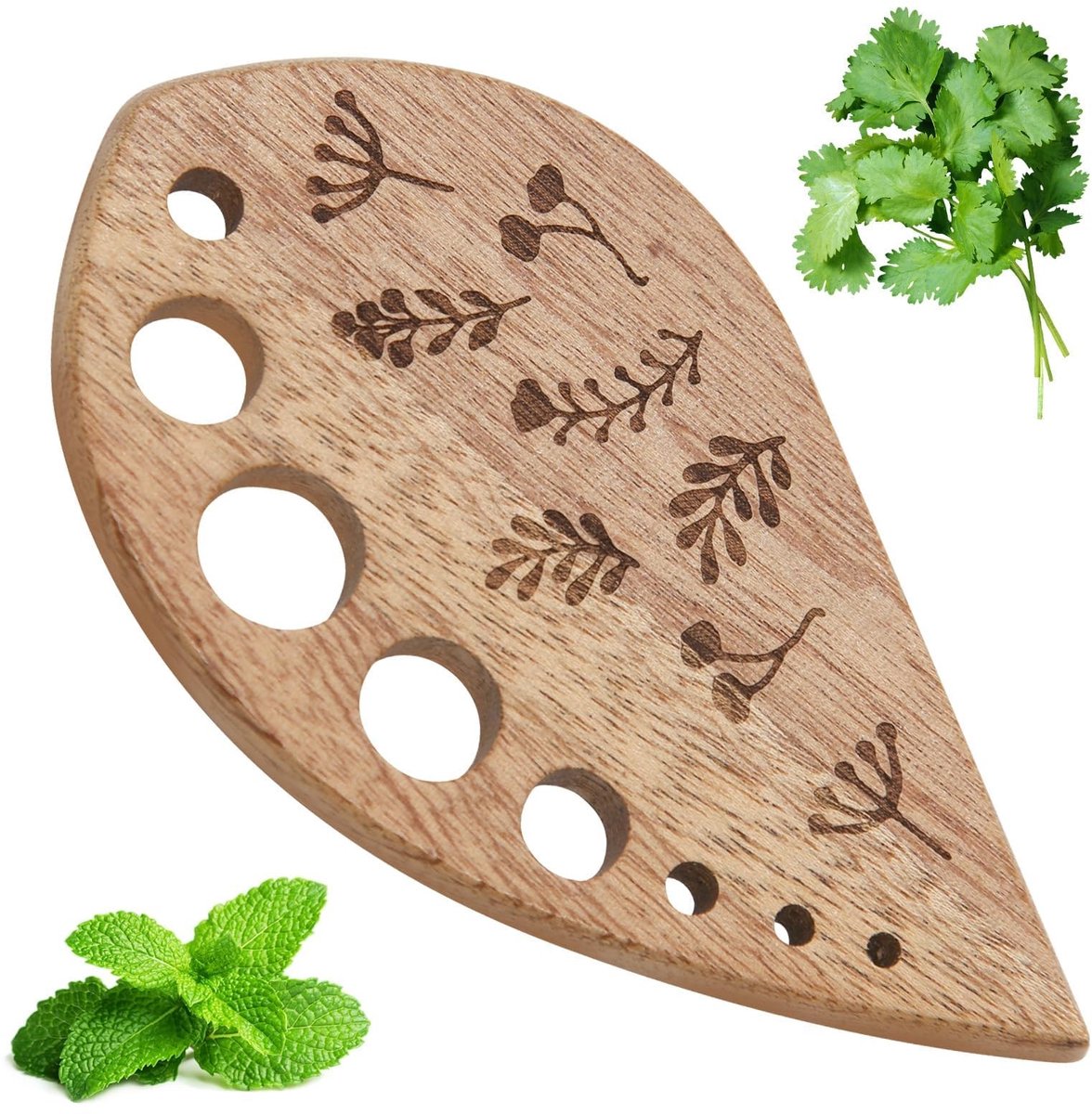 Dailygoods - Houten Bladvormige Groentescheider voor het Strippen van Kruiden