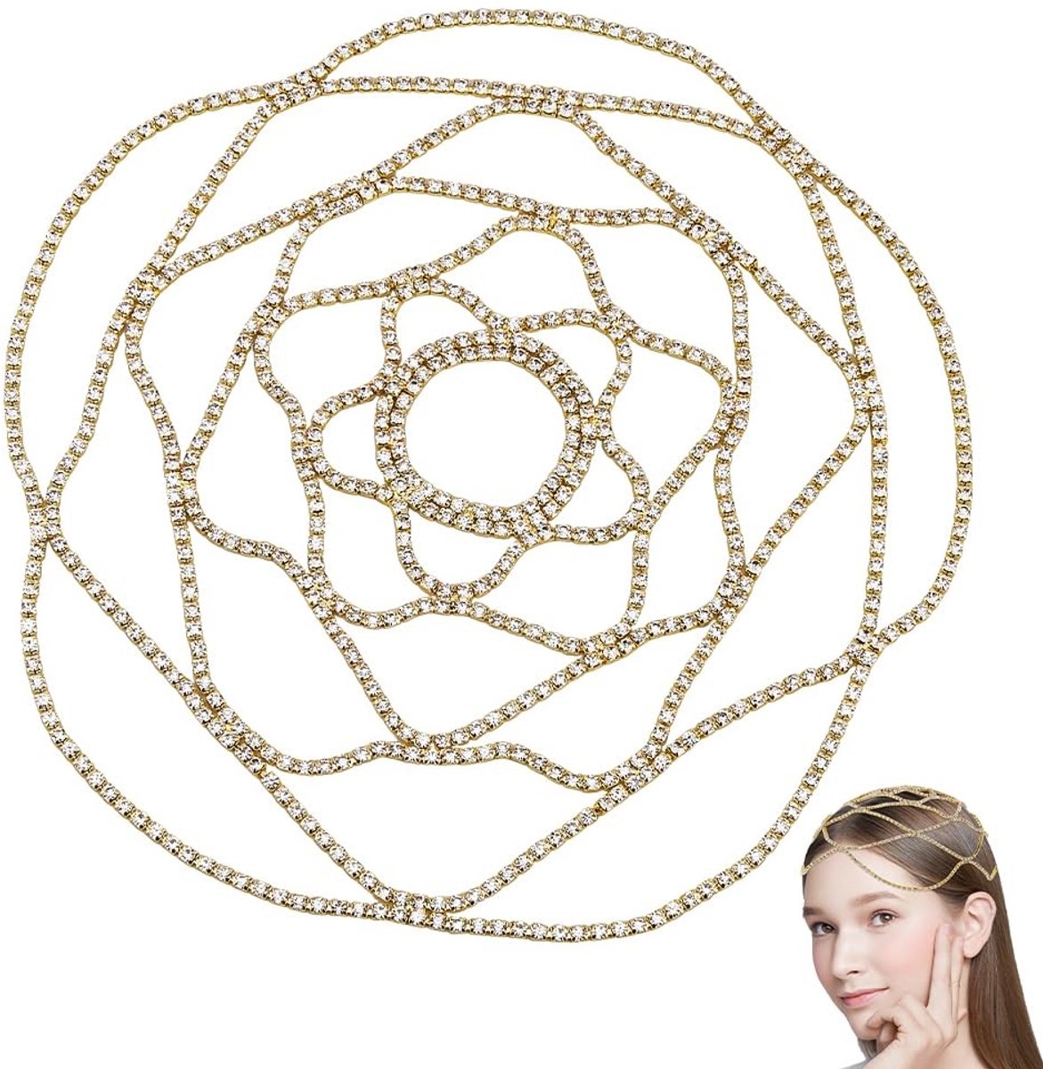 Dailygoods - Gouden Kristallen Hoofdketting voor Bruids Haaraccessoires