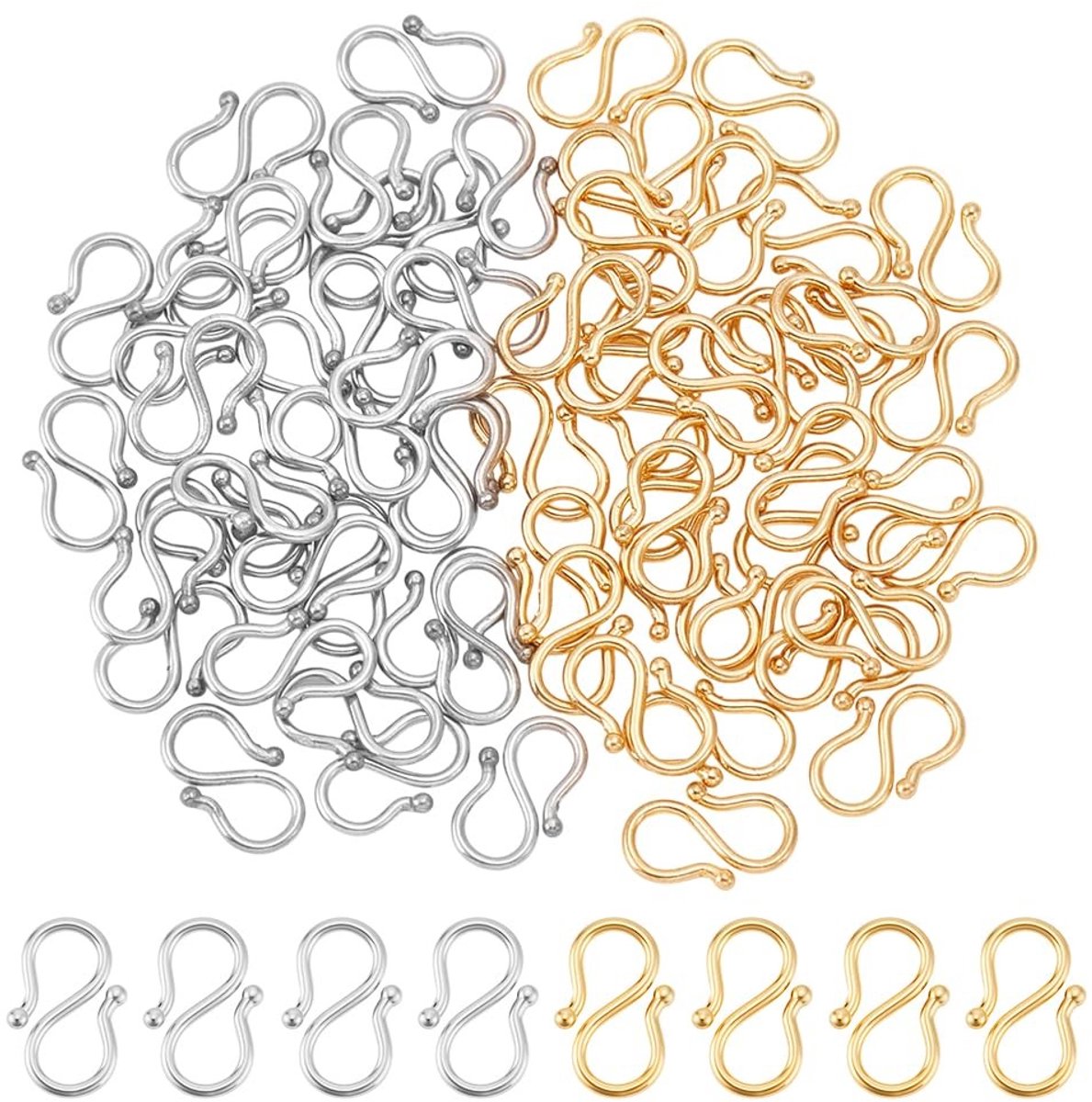 Dailygoods - 60 Stuks Roestvrijstalen S-Haaksluitingen voor Sieraden