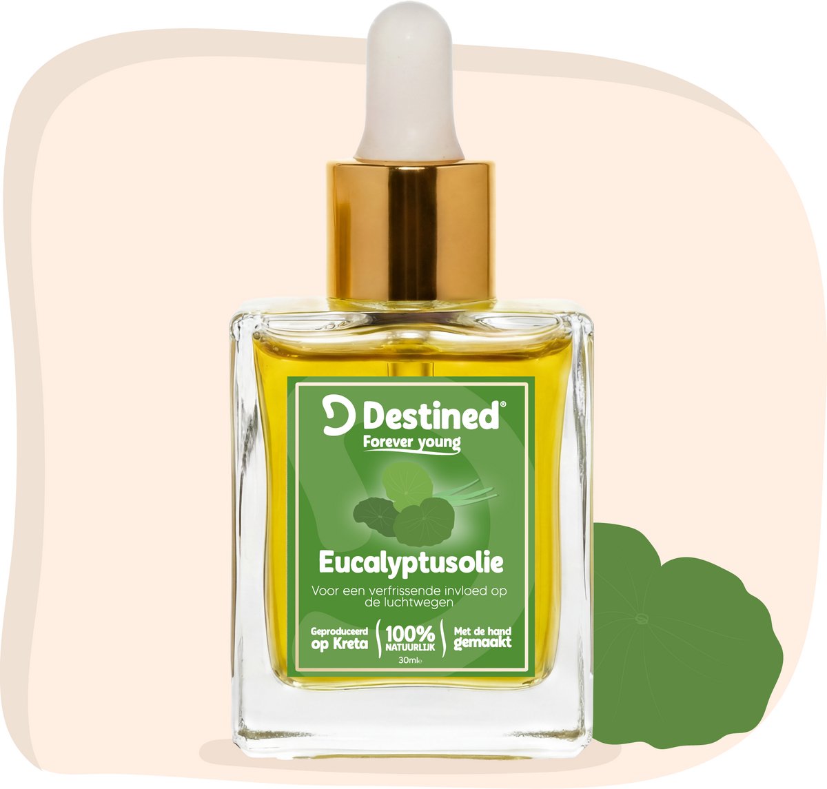 Destined® Eucalyptus olie - 30ml - Voor Vrije Ademhaling - Bij Verkoudheid & Verstopte Neus - Verkoelend Effect - Verdampt Bij Lichaamswarmte - Respiratory Support - 100% Natuurlijk & Handgemaakt in Griekenland - Body oil